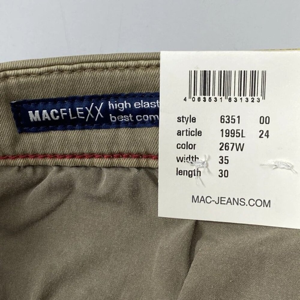 NEW MAC JEANS Men's Flex Ultimate Driver Chino Pants Size 35x30 – Beige Slim Fit - Picture 6 of 10